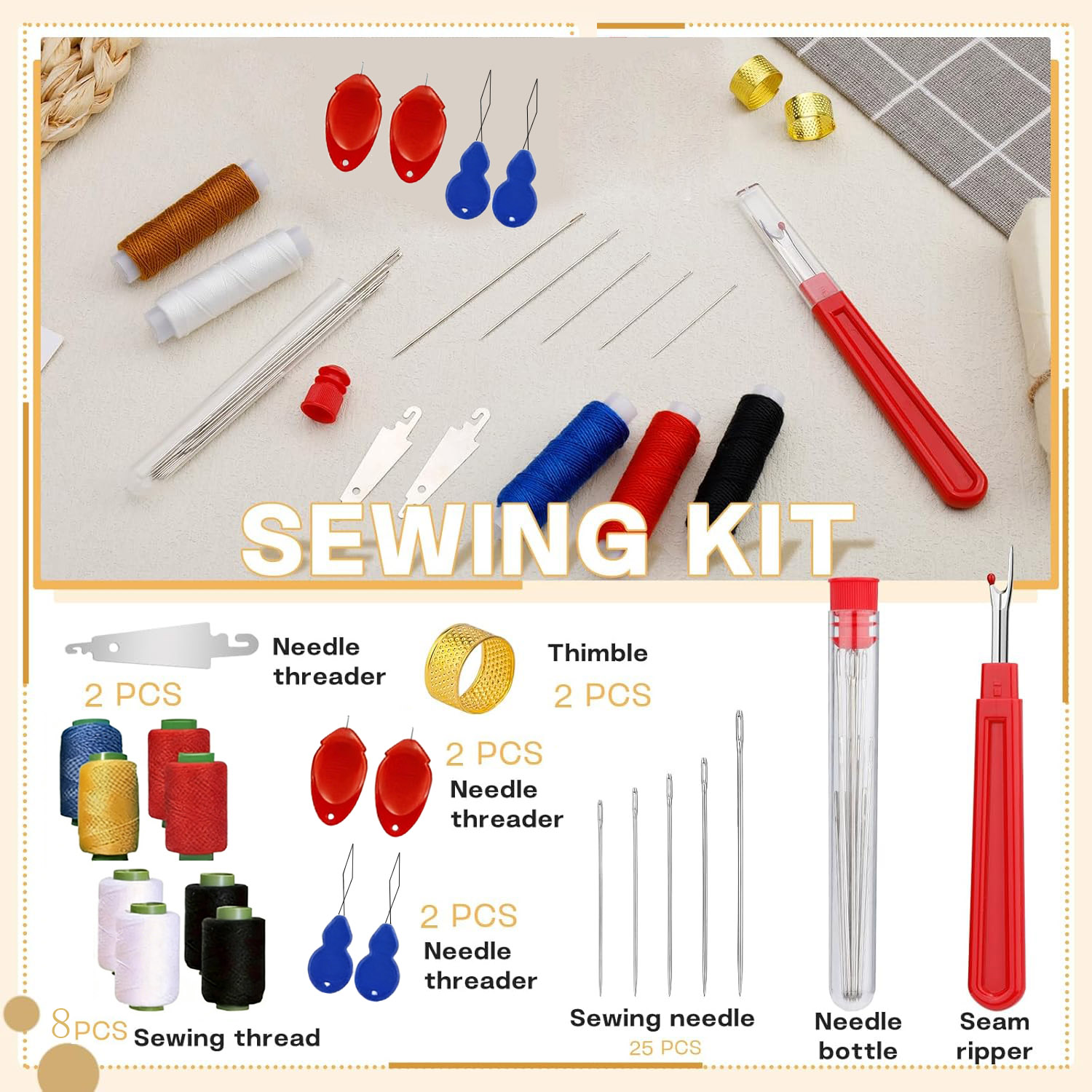 Sewing Garments - Kit de 43 aiguilles à grande