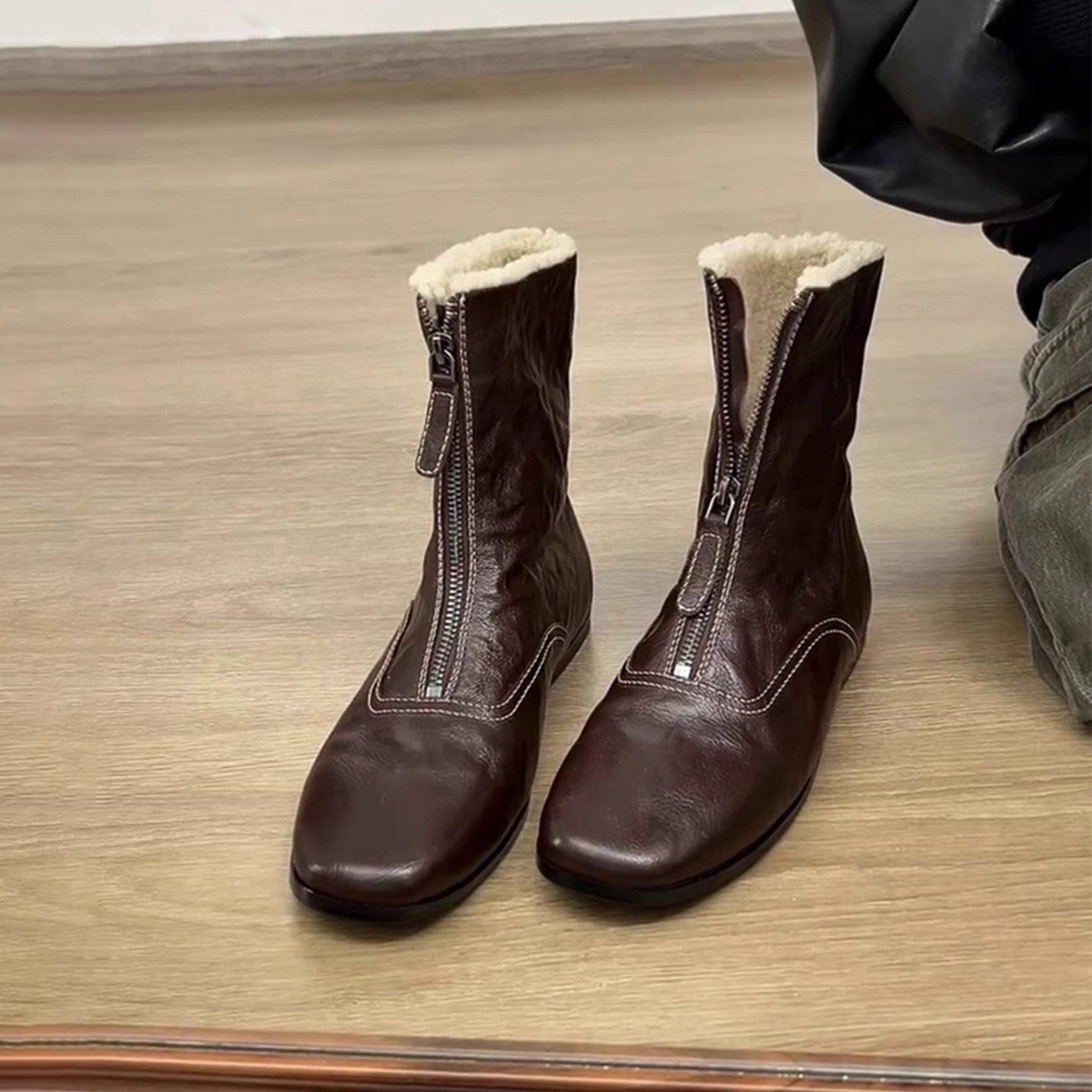Bottines courtes à bout carré  - Sewing Front Zipper avis et prix