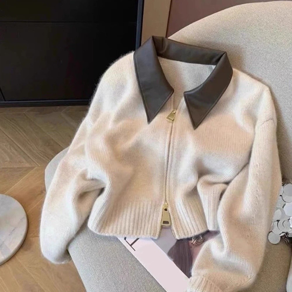 Cardigan en maille à col en cu - Sewing Front Zipper avis et prix